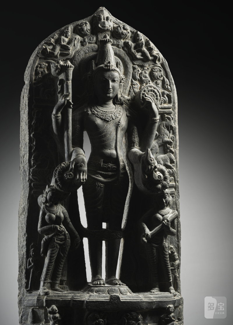 A FINE AND LARGE PHYLLITE STONE STELE DEPICTING VISHNU - 图6
